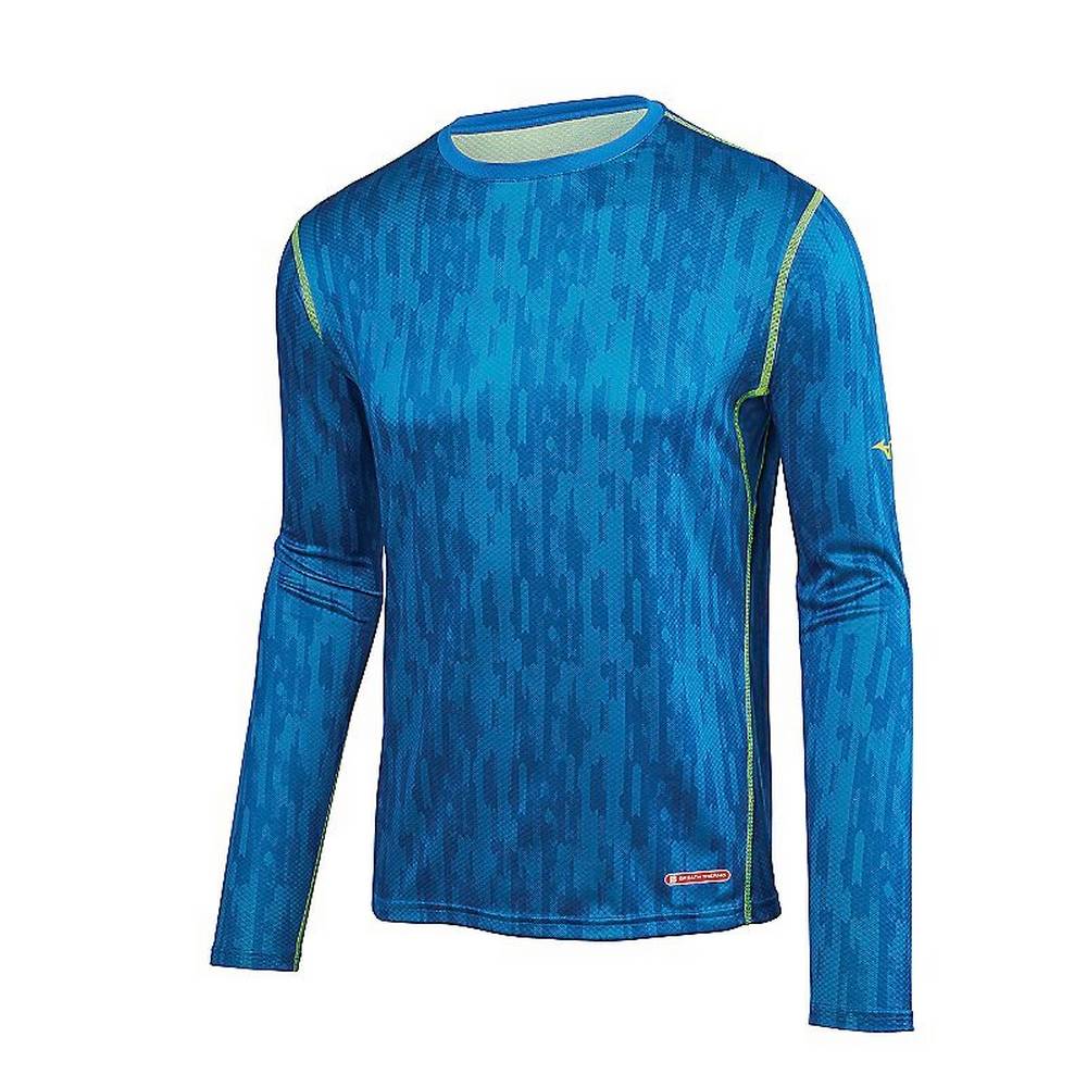 Mizuno Men's Breath Thermo Running Base Layer Blue/Yellow (421576-SCY)